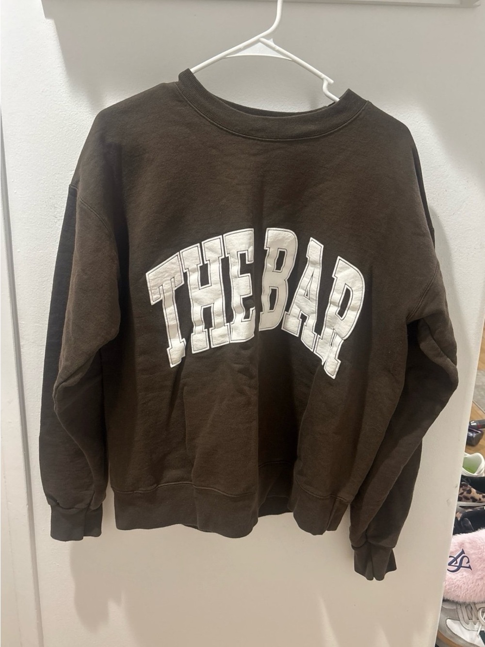 The Bar Brown Crew Sweatshirt with White Lettering